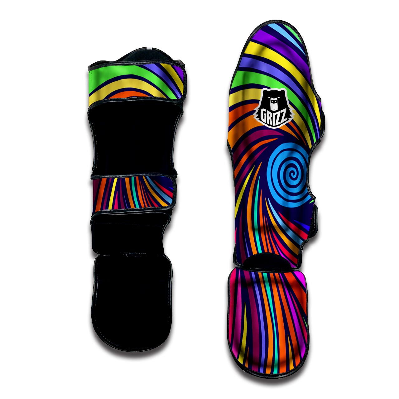 Abstract Psychedelic Colorful Wave Muay Thai Shin Guard-grizzshop