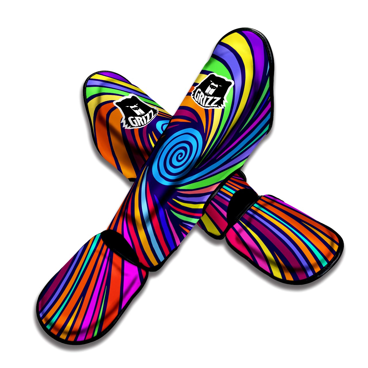 Abstract Psychedelic Colorful Wave Muay Thai Shin Guard-grizzshop