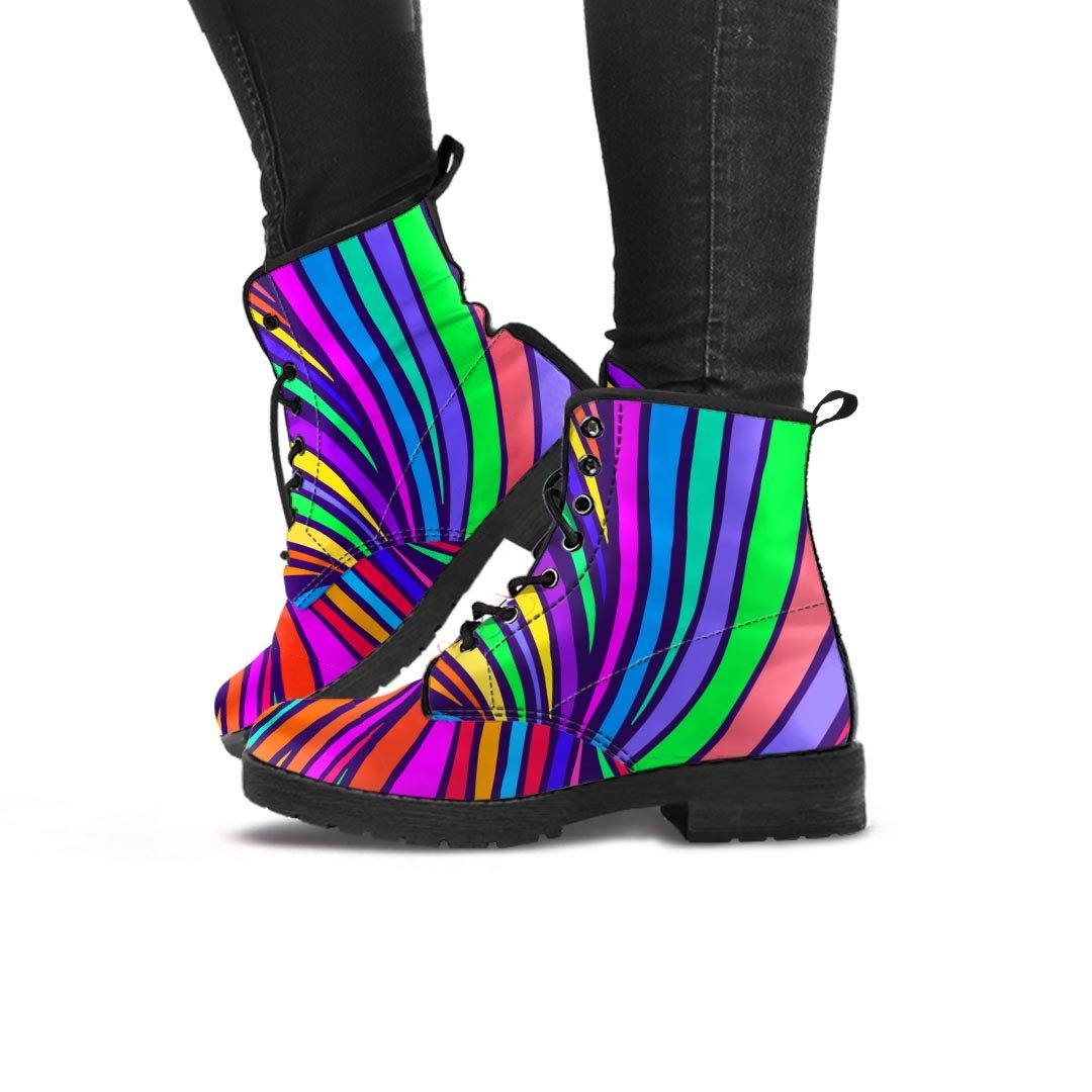 Abstract Psychedelic Colorful Wave Women's Boots-grizzshop