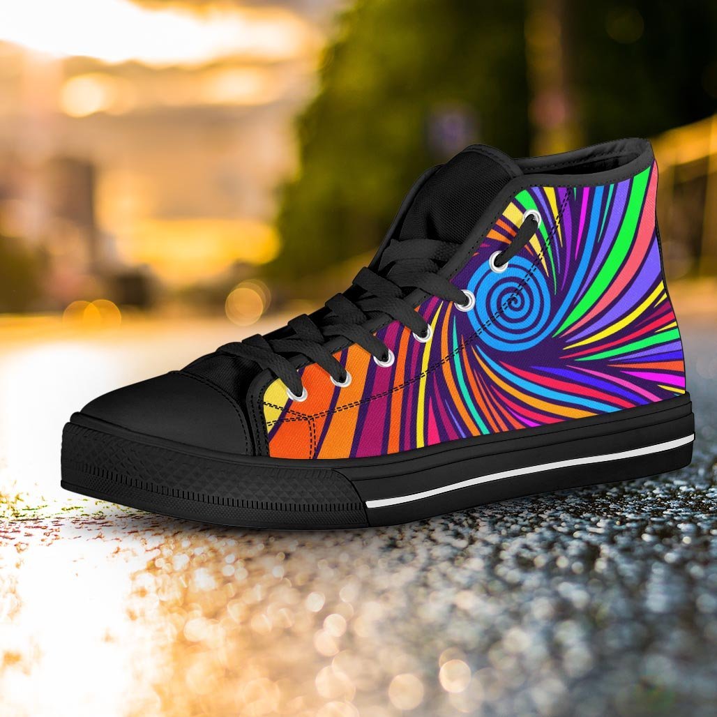Abstract Psychedelic Colorful Wave Women's High Top Shoes-grizzshop