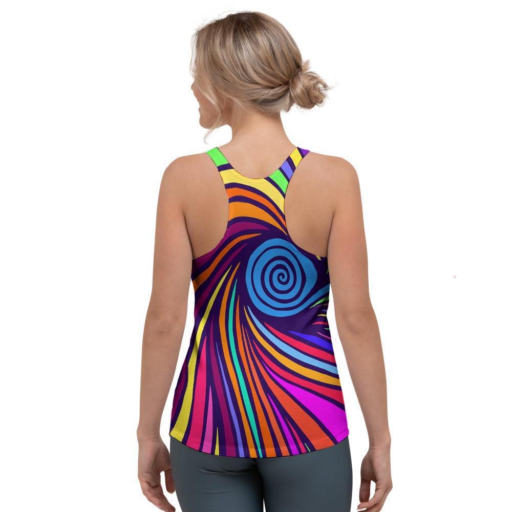 Abstract Psychedelic Colorful Wave Women's Racerback Tank Top-grizzshop