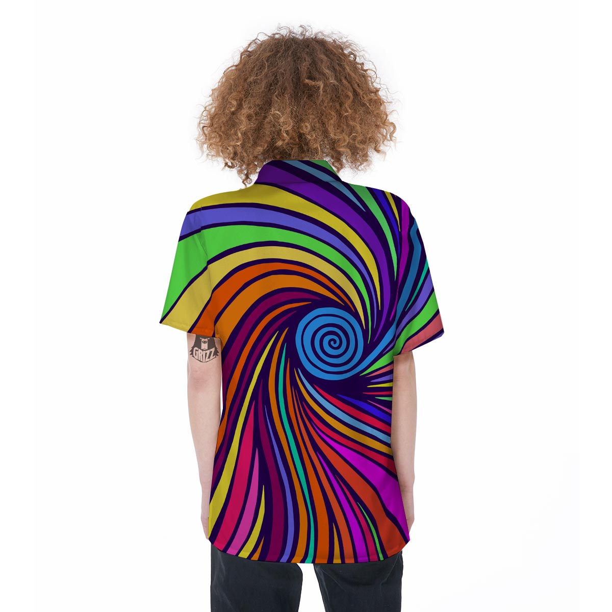 Abstract Psychedelic Colorful Wave Women's Short Sleeve Shirts-grizzshop