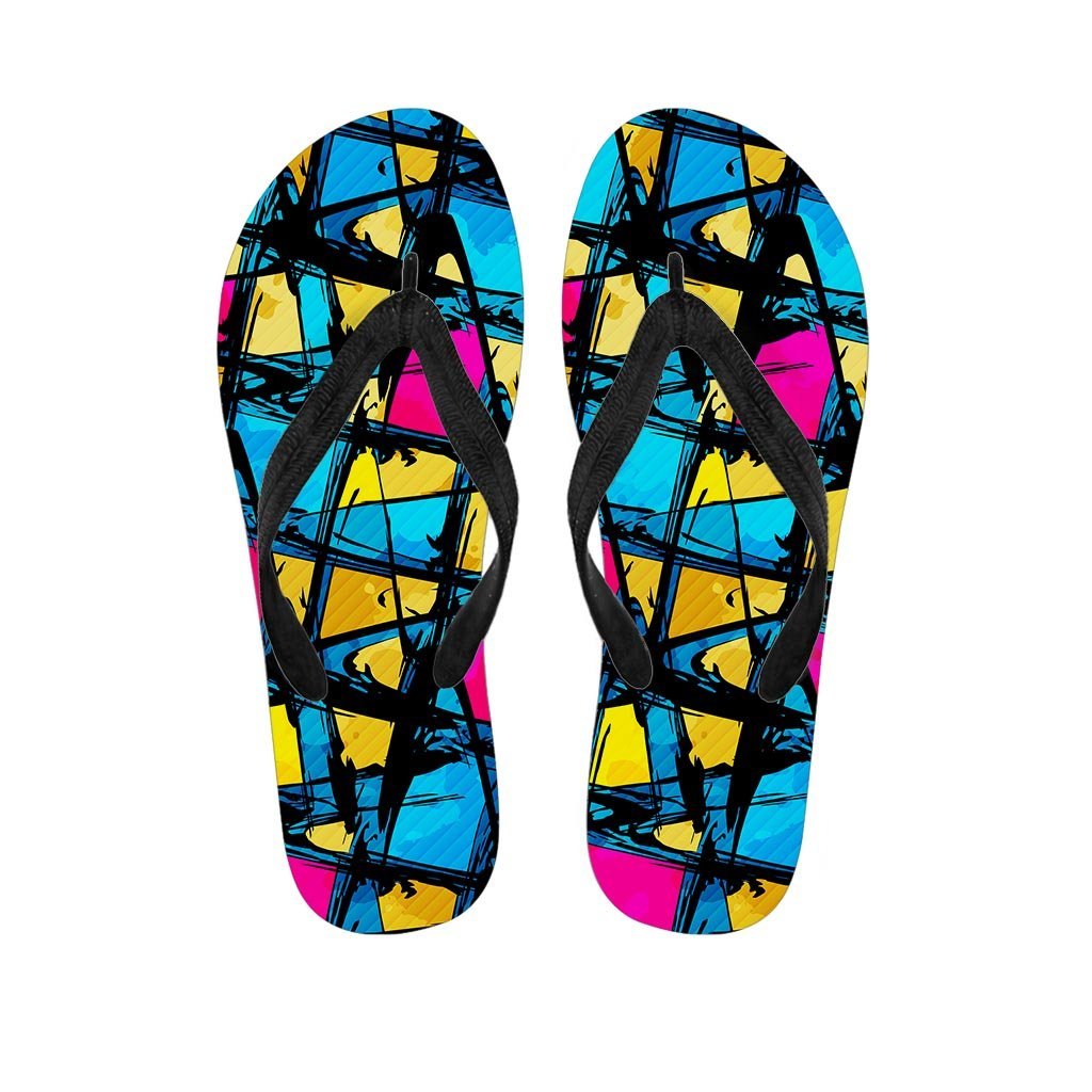 Abstract Psychedelic Graffiti Men's Flip Flops-grizzshop