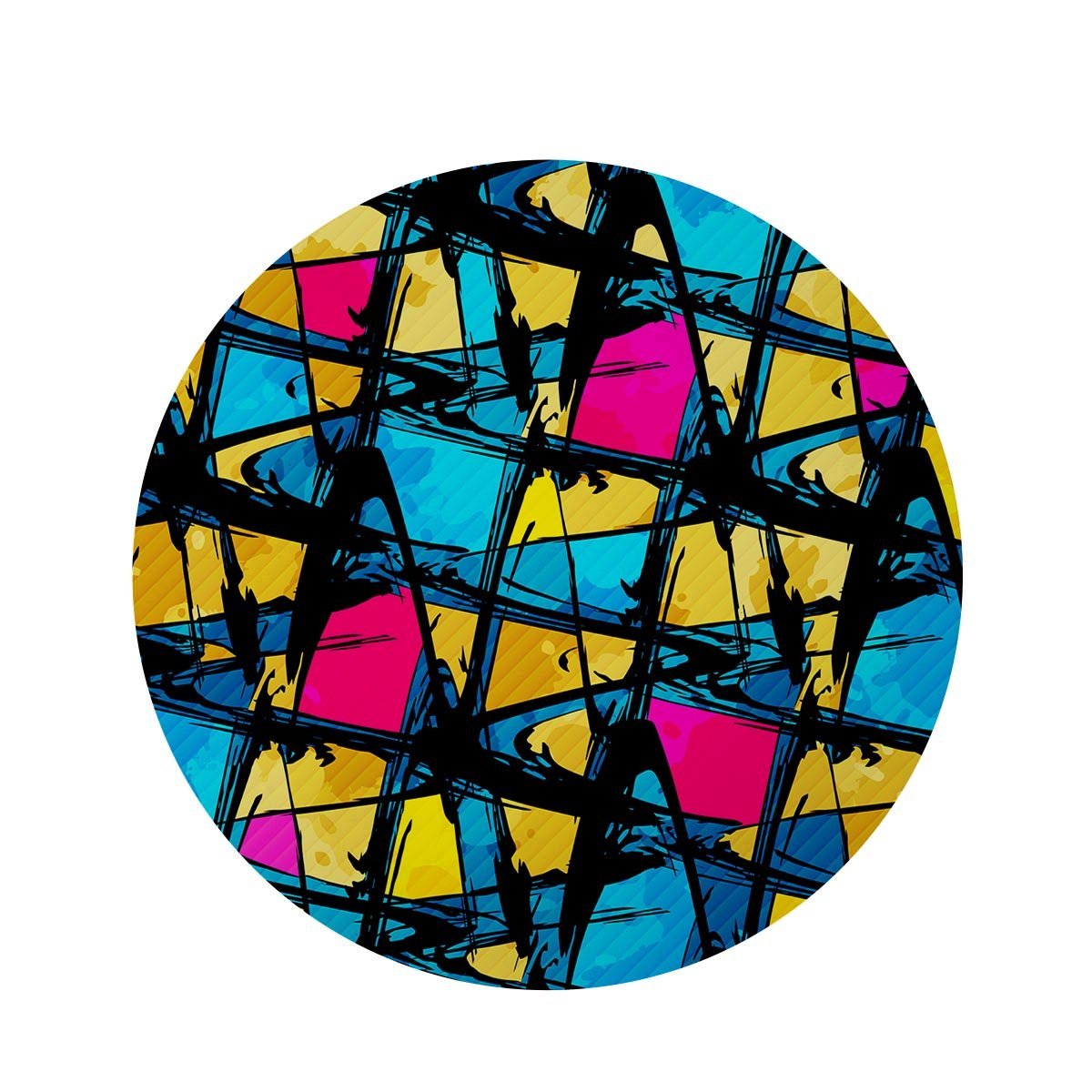 Abstract Psychedelic Graffiti Round Rug-grizzshop
