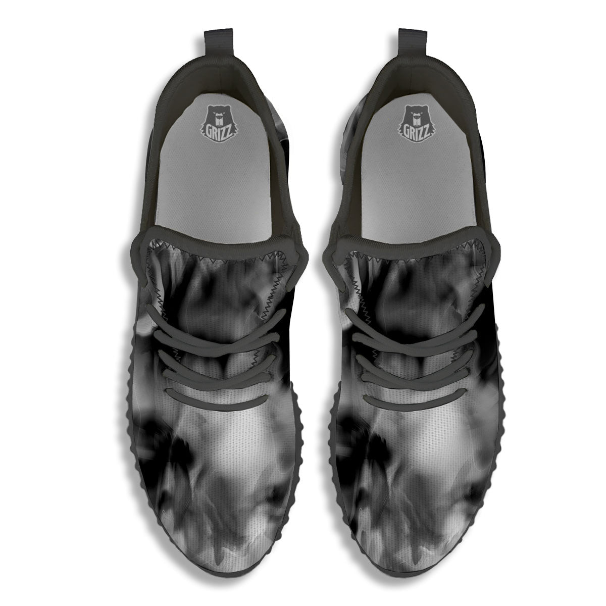 Abstract Psychedelic Liquid Smoke Print Black Walking Shoes-grizzshop