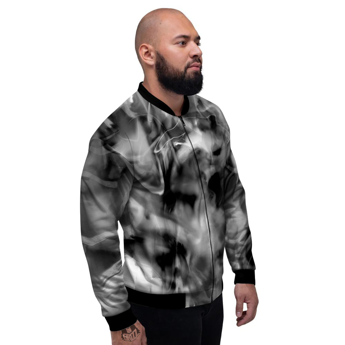 Abstract Psychedelic Liquid Smoke Print Men's Bomber Jacket-grizzshop