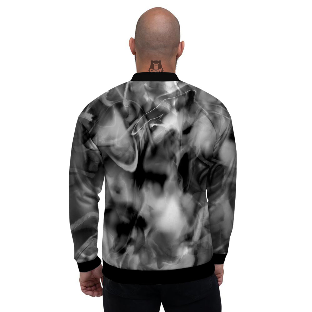 Abstract Psychedelic Liquid Smoke Print Men's Bomber Jacket-grizzshop