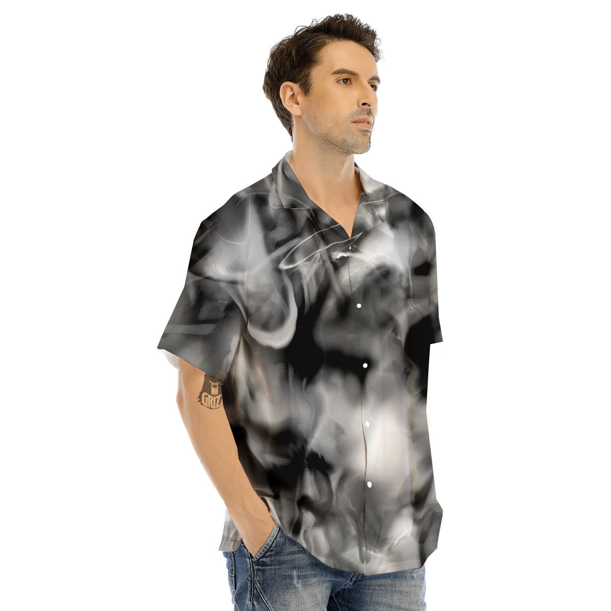 Abstract Psychedelic Liquid Smoke Print Men's Hawaiian Shirt-grizzshop