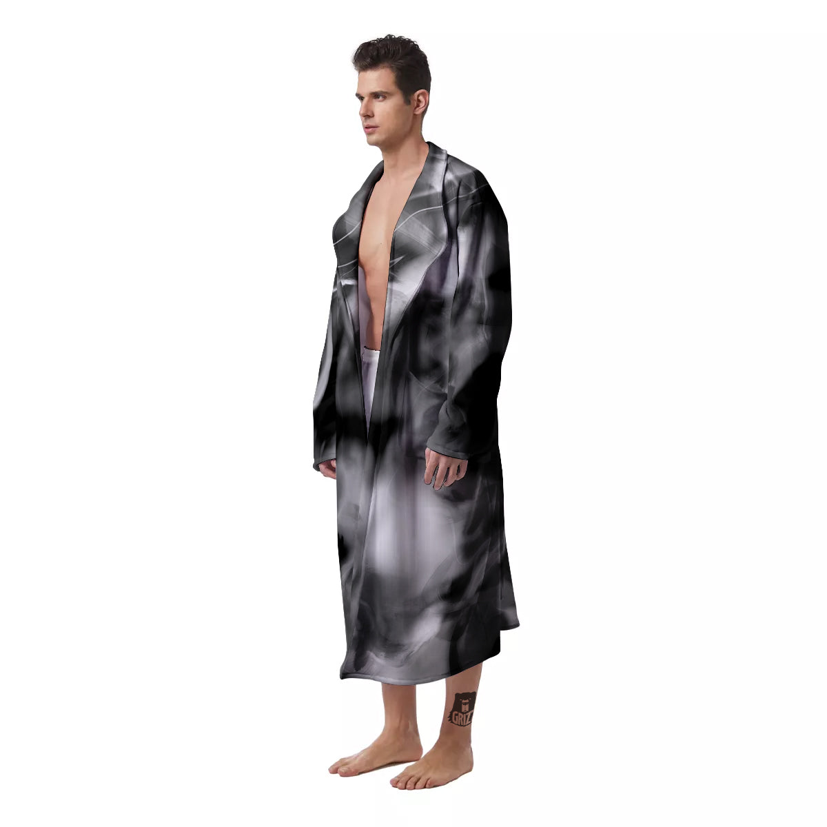 Abstract Psychedelic Liquid Smoke Print Men's Robe-grizzshop