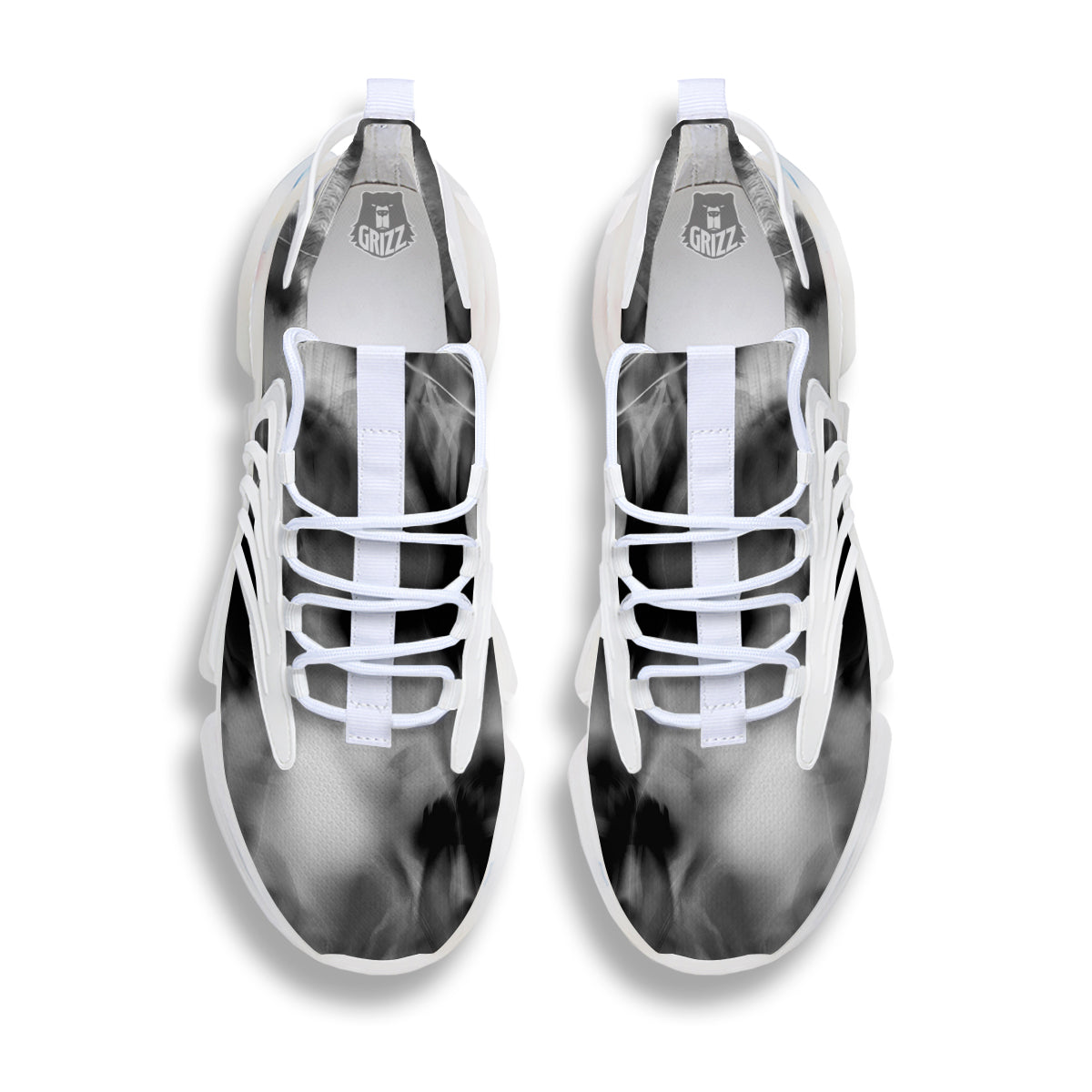 Abstract Psychedelic Liquid Smoke Print White Gym Shoes-grizzshop