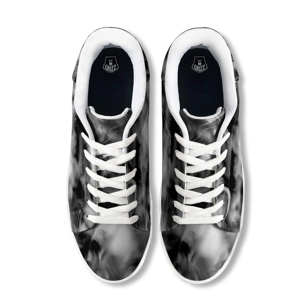 Abstract Psychedelic Liquid Smoke Print White Low Top Sneakers-grizzshop