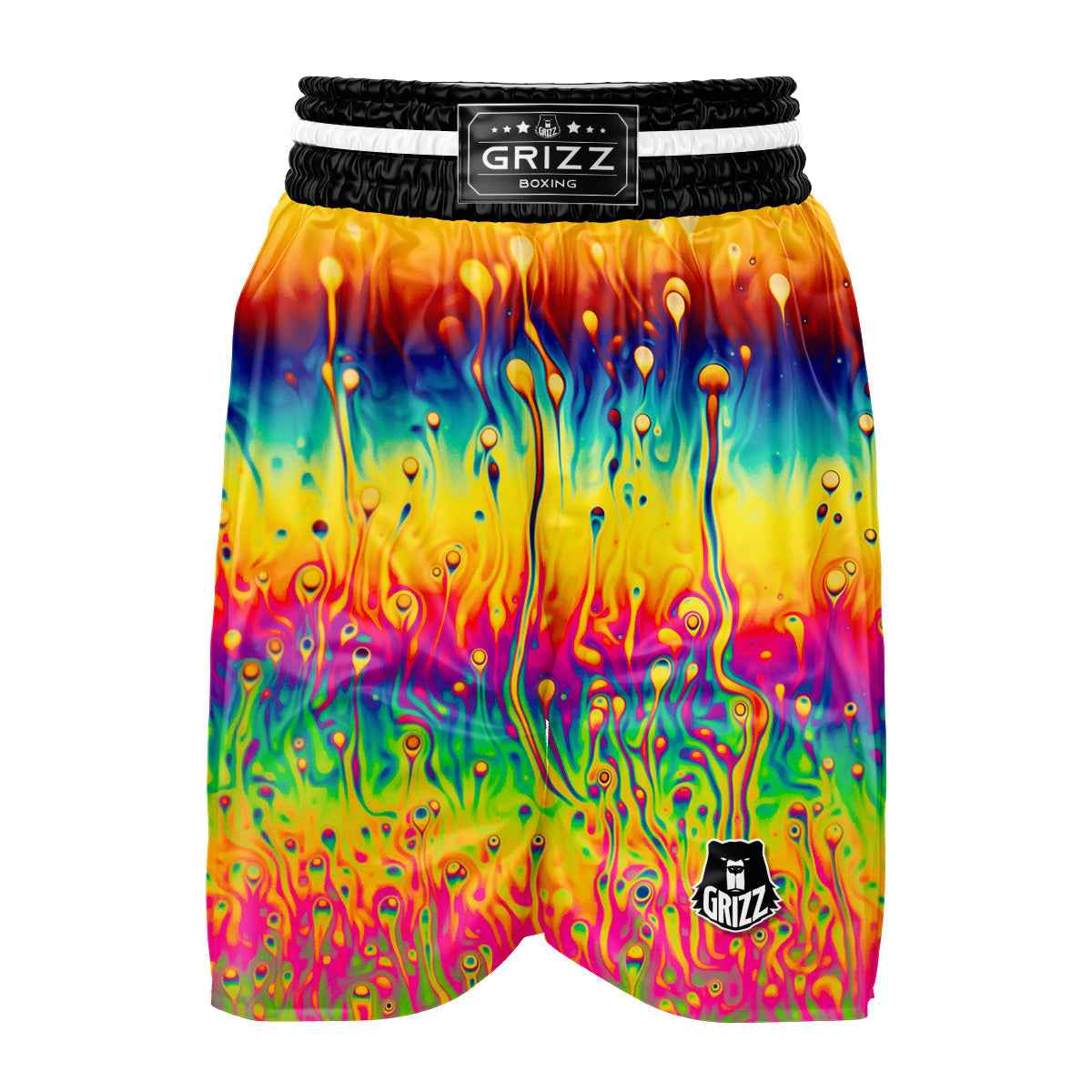Abstract Psychedelic Rainbow Acid Print Boxing Shorts-grizzshop