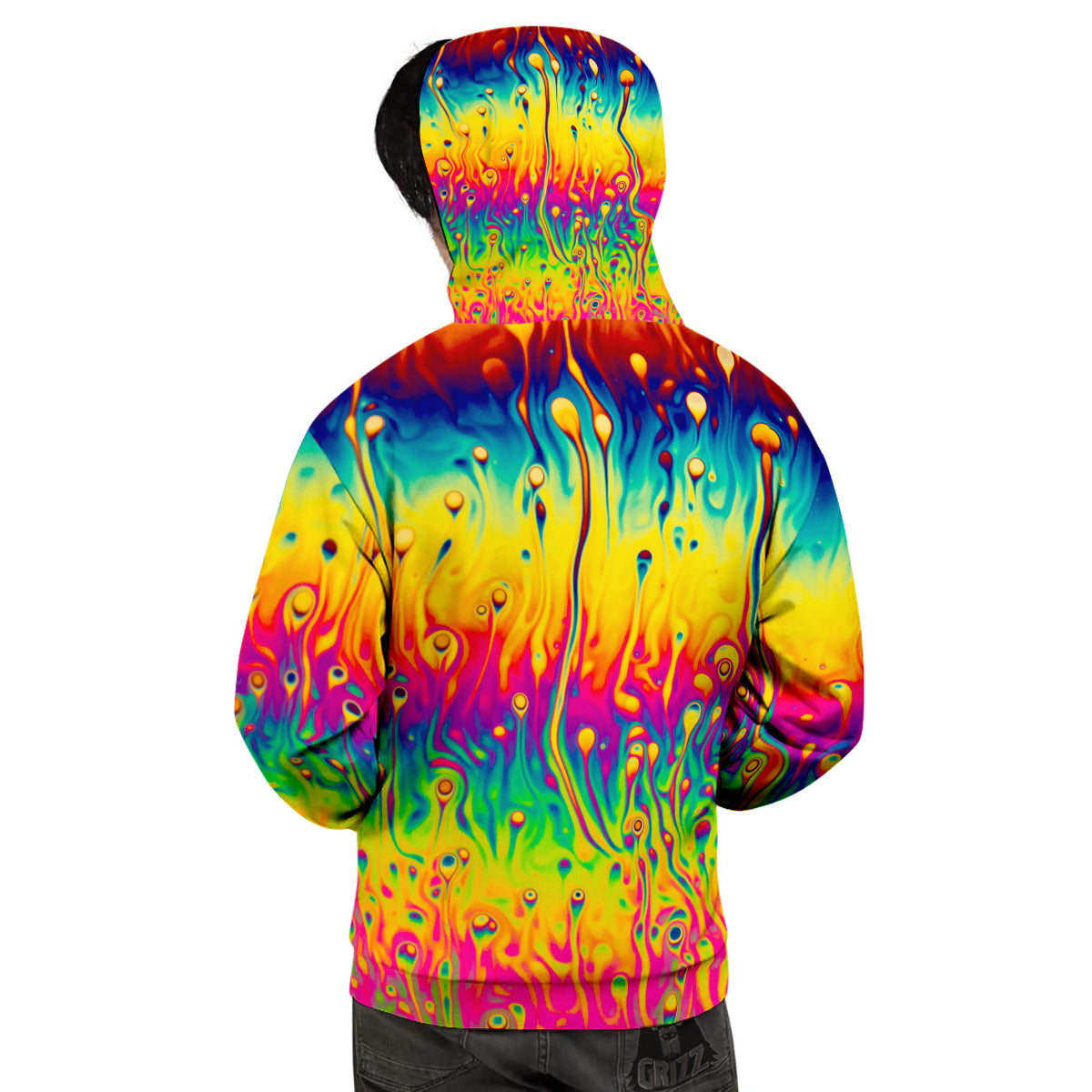 Abstract Psychedelic Rainbow Acid Print Men's Hoodie-grizzshop