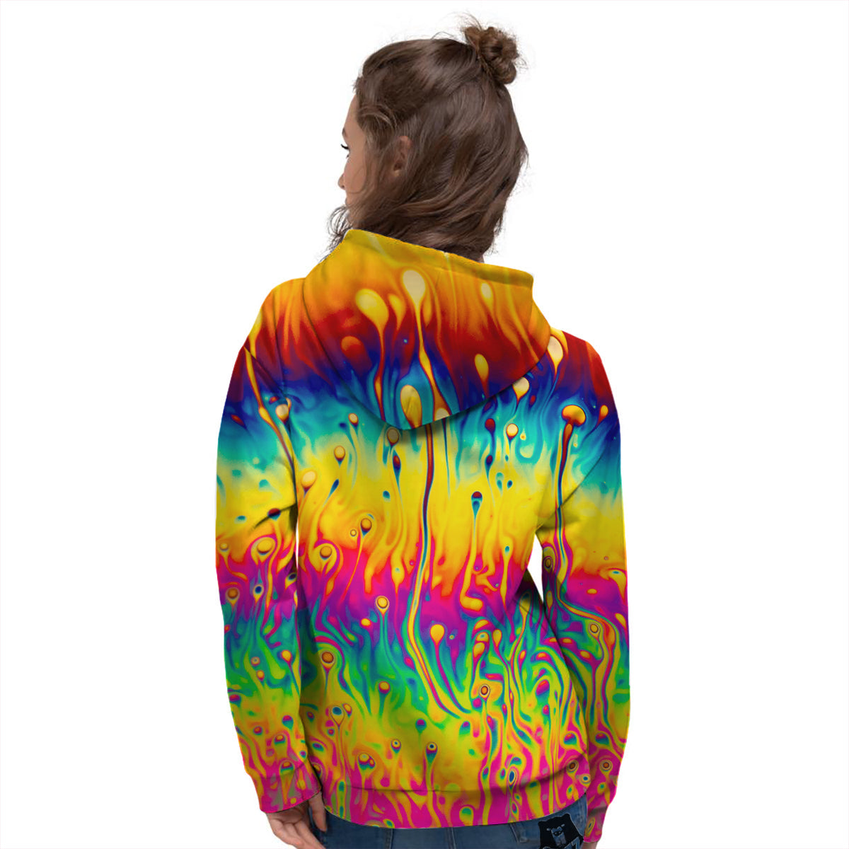 Abstract Psychedelic Rainbow Acid Print Women's Hoodie-grizzshop