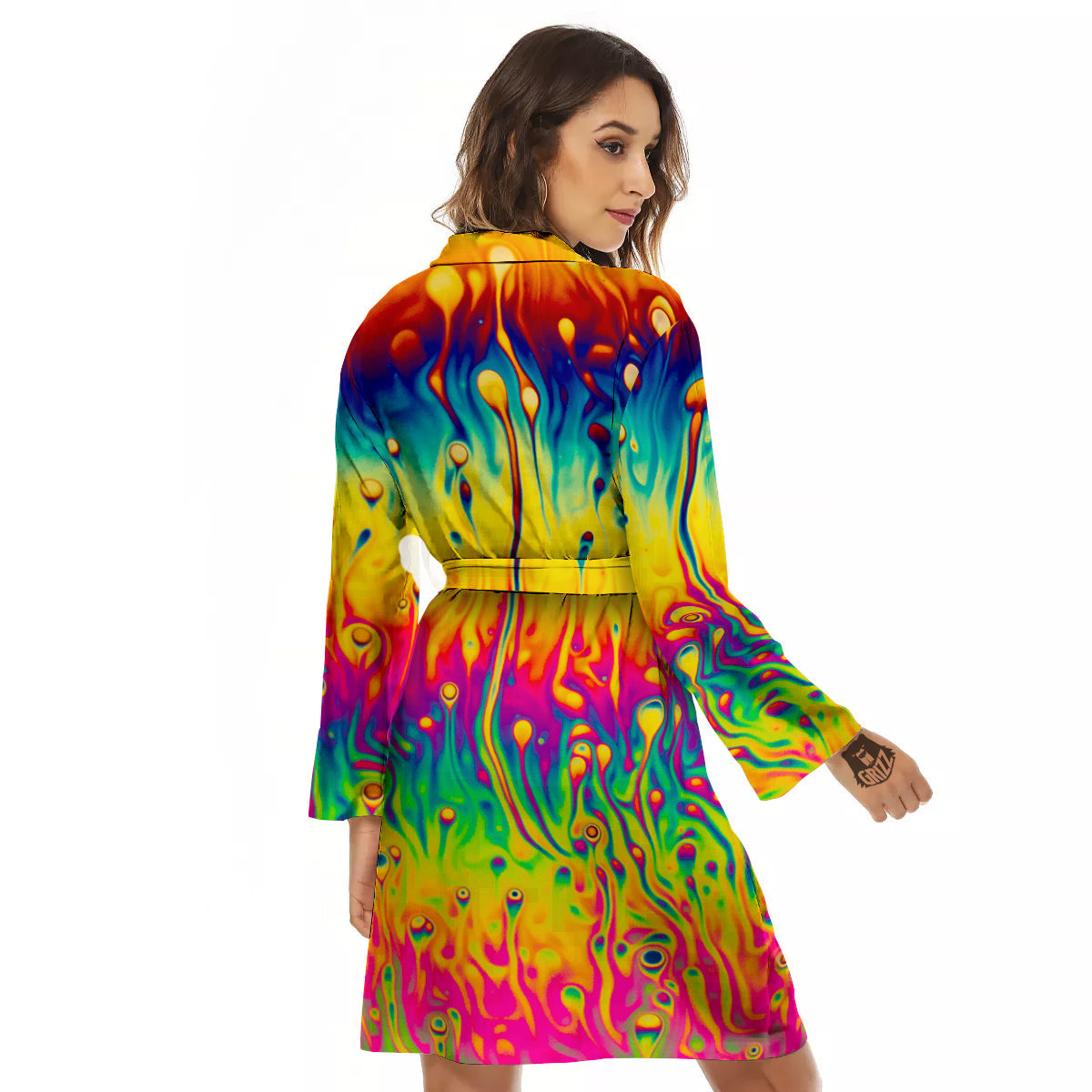 Abstract Psychedelic Rainbow Acid Print Women's Robe-grizzshop