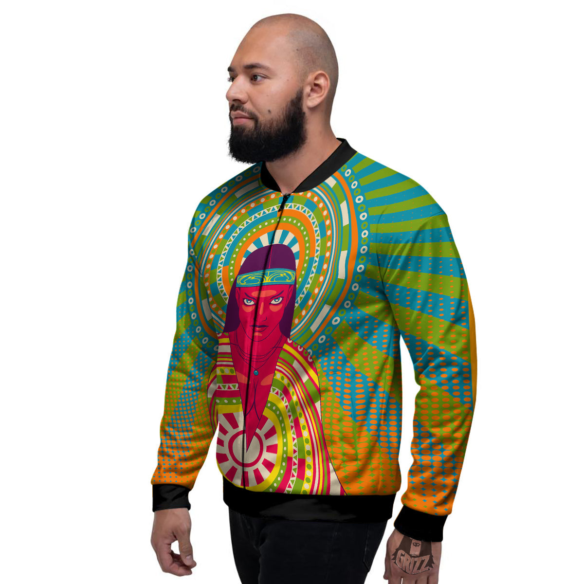Abstract Psychedelic Women Print Men's Bomber Jacket-grizzshop