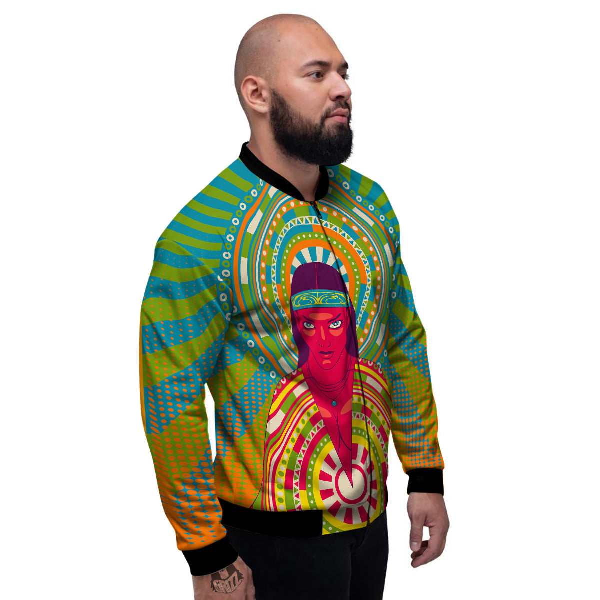 Abstract Psychedelic Women Print Men's Bomber Jacket-grizzshop