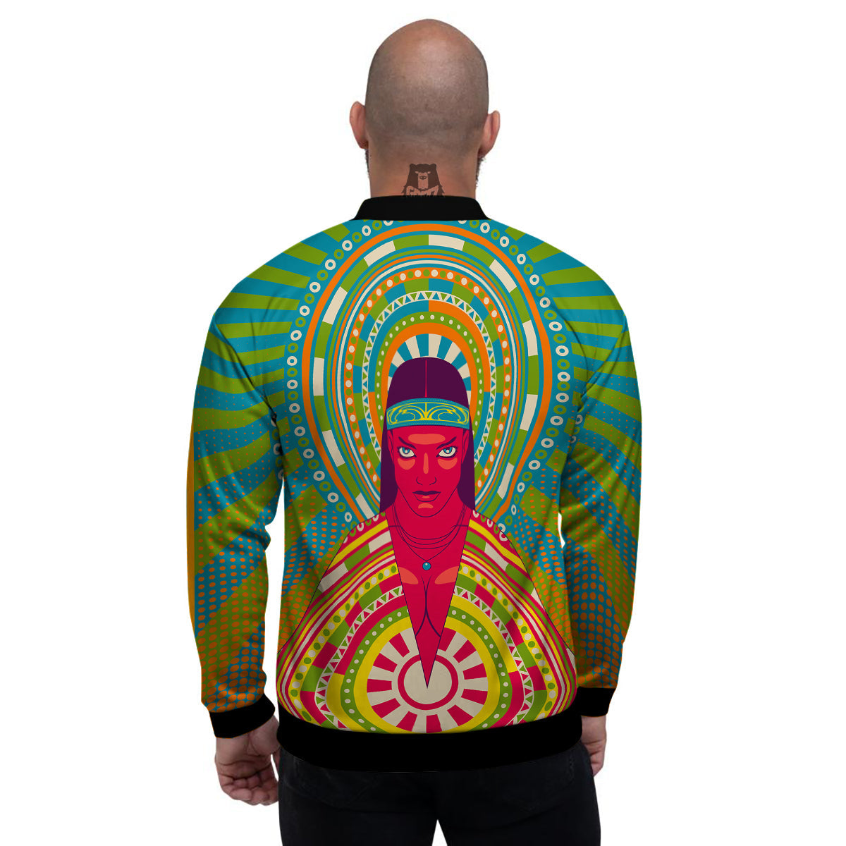 Abstract Psychedelic Women Print Men's Bomber Jacket-grizzshop