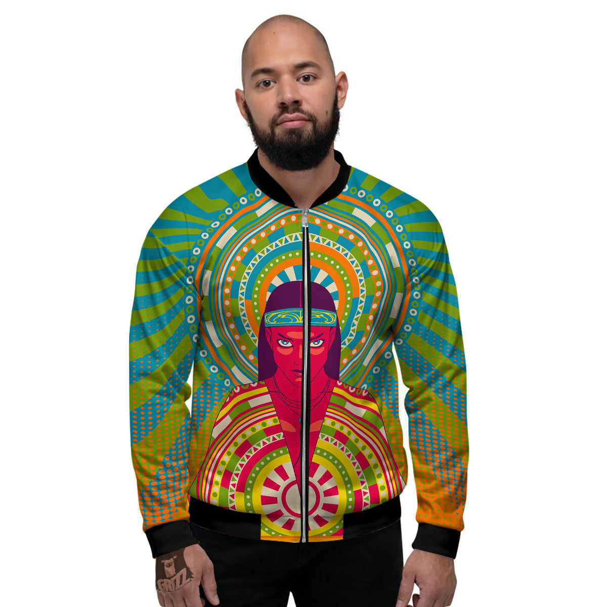 Abstract Psychedelic Women Print Men's Bomber Jacket-grizzshop