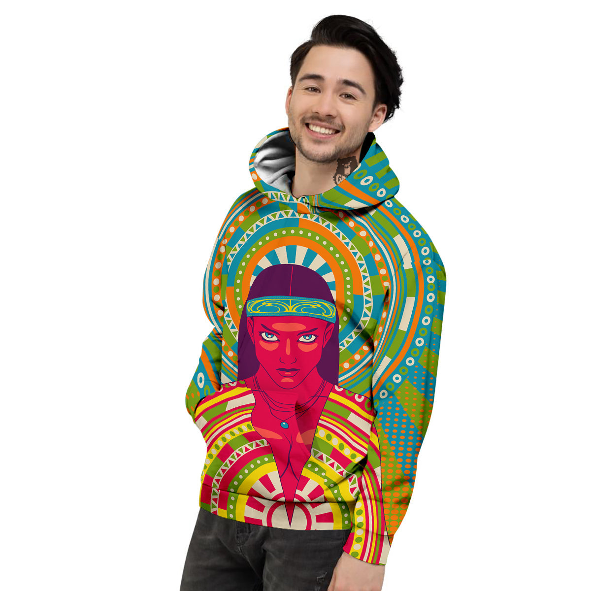 Abstract Psychedelic Women Print Men's Hoodie-grizzshop