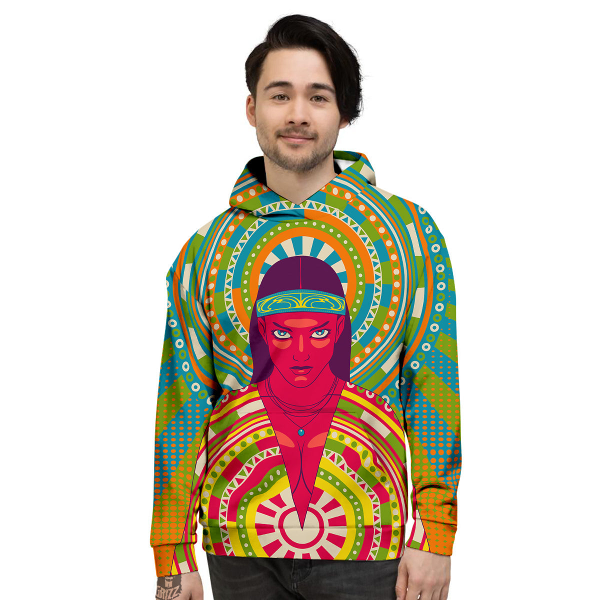 Abstract Psychedelic Women Print Men's Hoodie-grizzshop