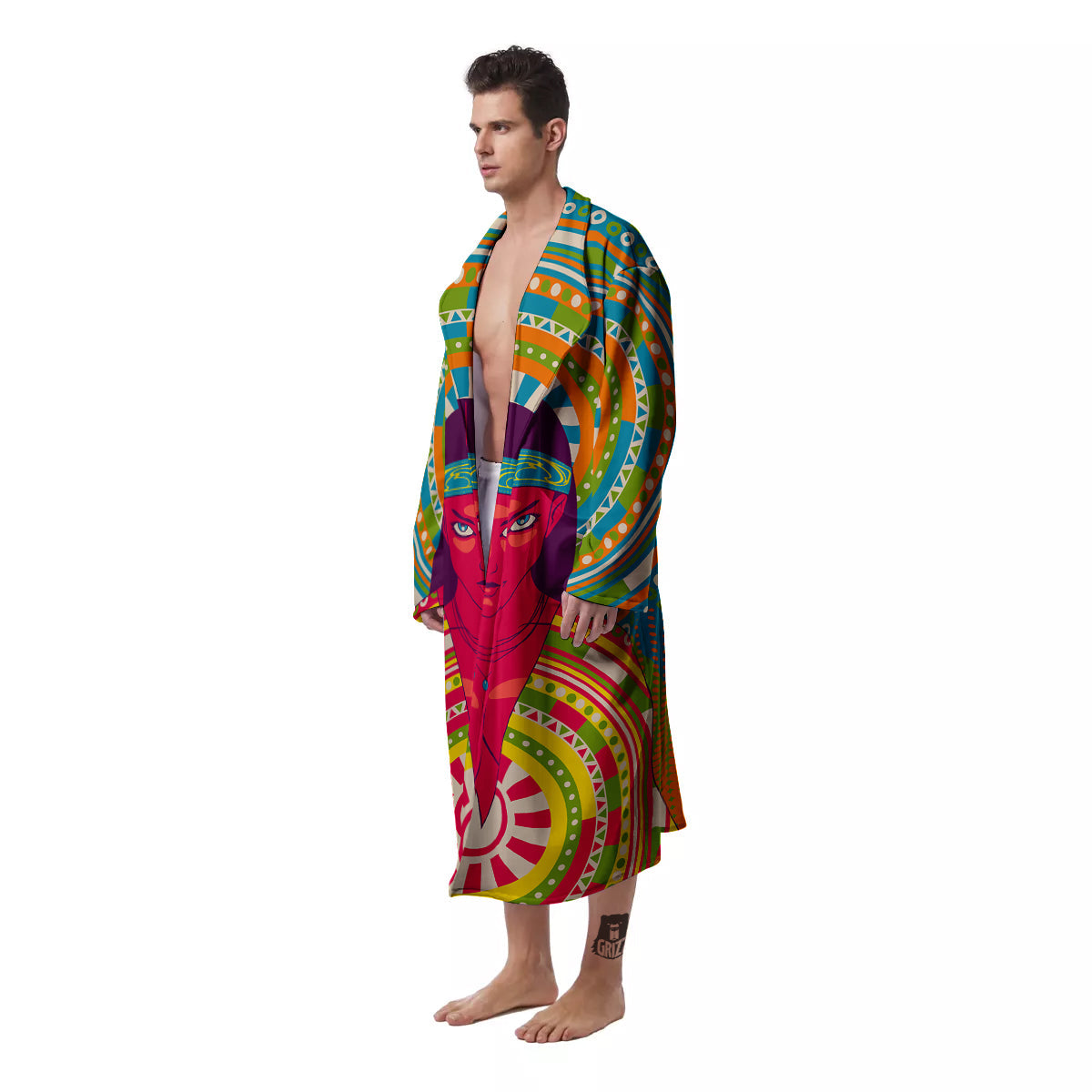 Abstract Psychedelic Women Print Men's Robe-grizzshop