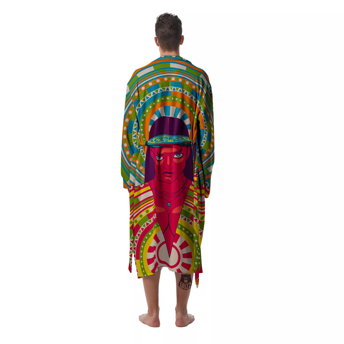 Abstract Psychedelic Women Print Men's Robe-grizzshop