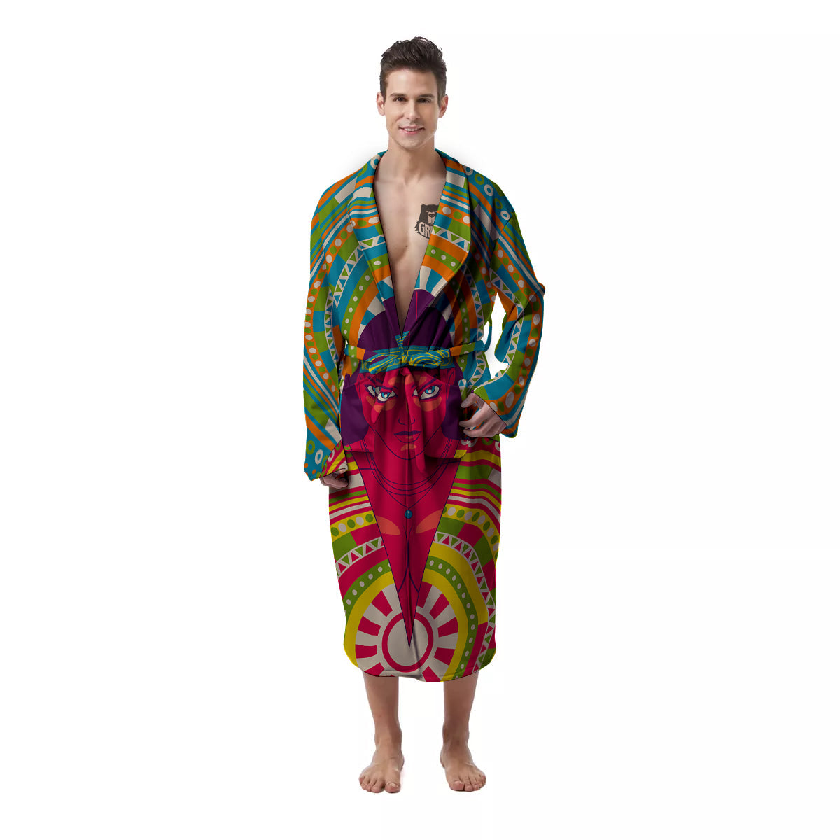 Abstract Psychedelic Women Print Men's Robe-grizzshop