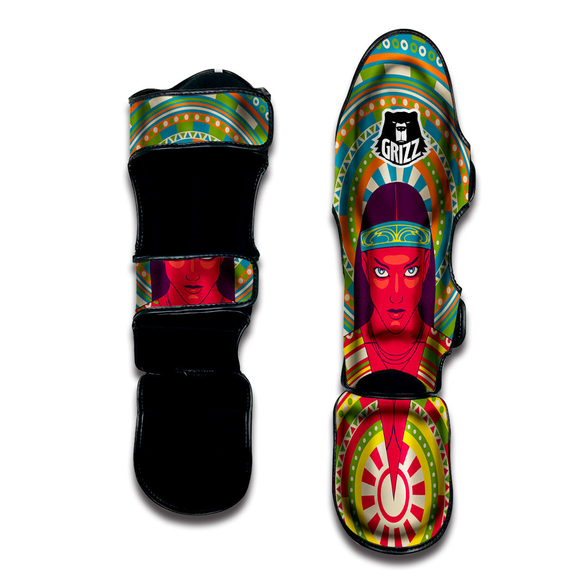 Abstract Psychedelic Women Print Muay Thai Shin Guards-grizzshop