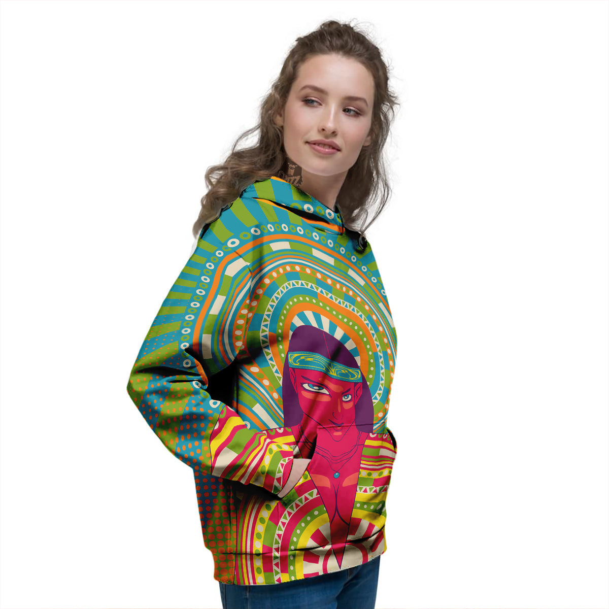 Abstract Psychedelic Women Print Women's Hoodie-grizzshop