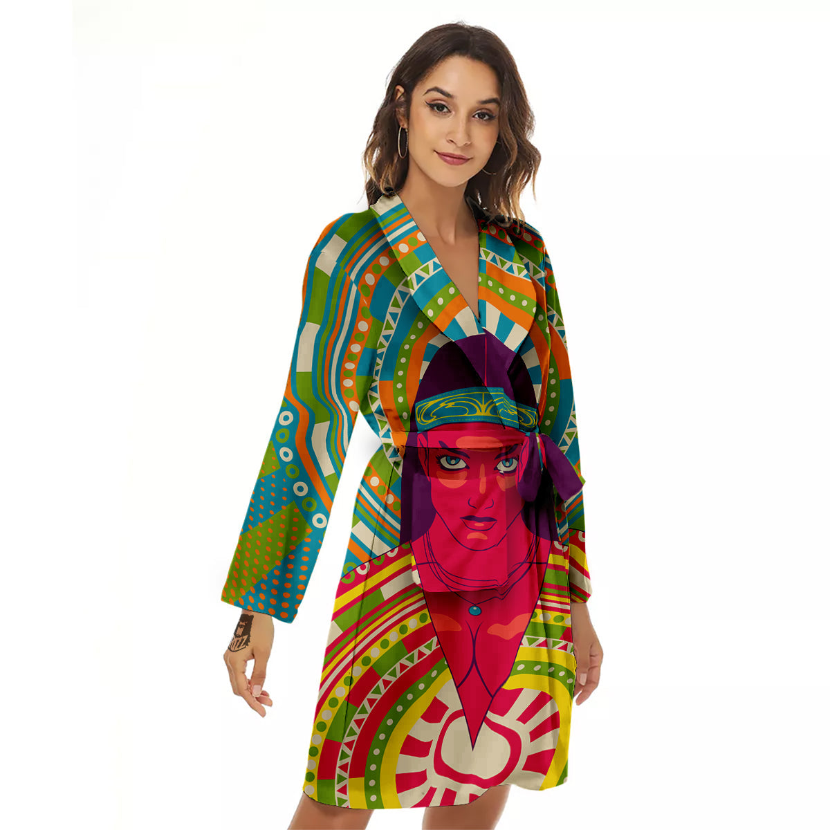 Abstract Psychedelic Women Print Women's Robe-grizzshop