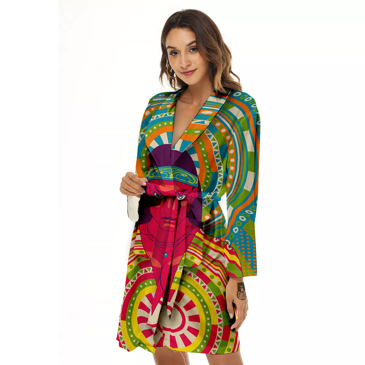 Abstract Psychedelic Women Print Women's Robe-grizzshop