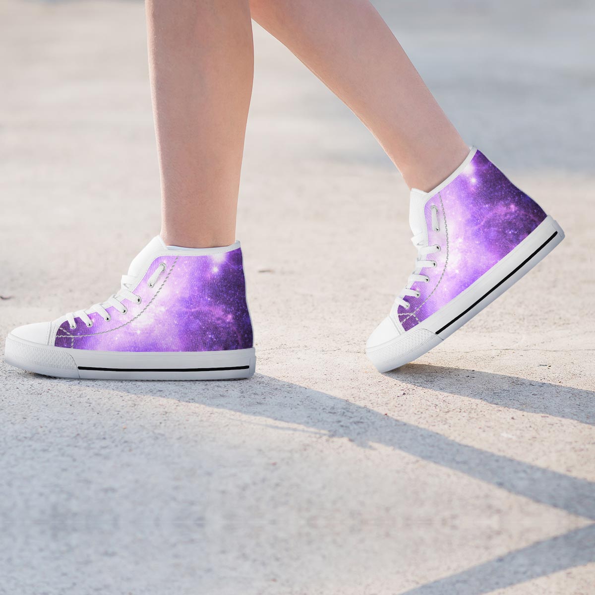 Abstract Purple Galaxy Space Women's High Top Shoes-grizzshop