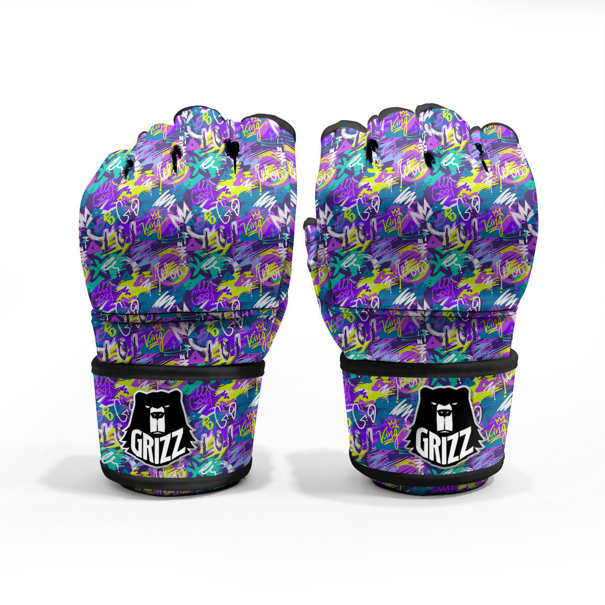 Abstract Purple Graffiti Print Pattern MMA Gloves-grizzshop