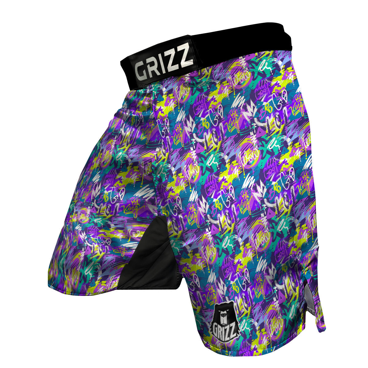Abstract Purple Graffiti Print Pattern MMA Shorts-grizzshop