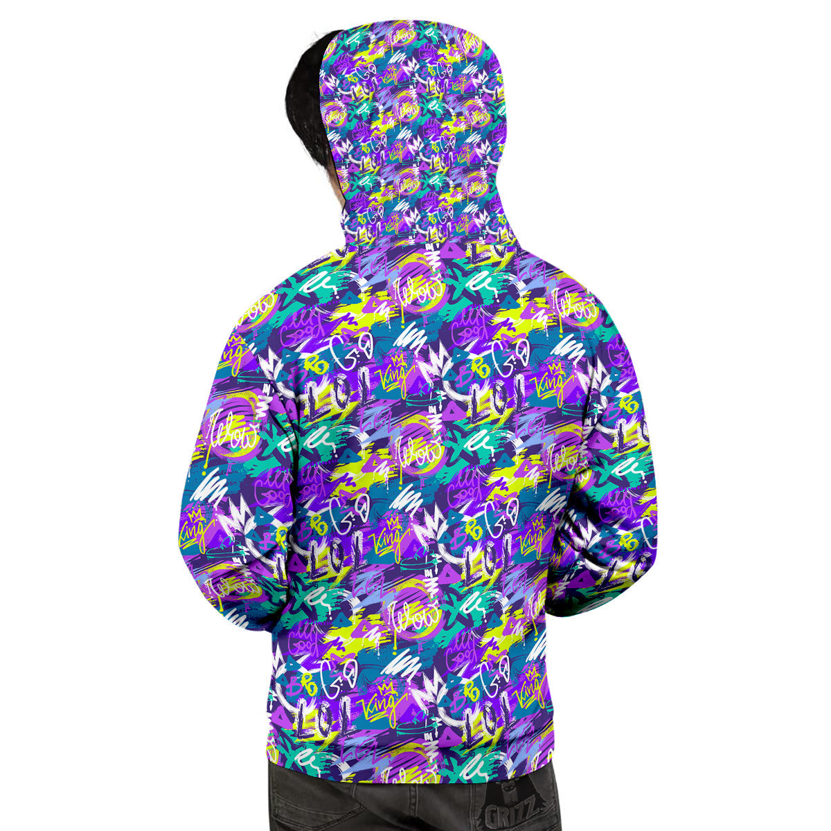 Abstract Purple Graffiti Print Pattern Men's Hoodie-grizzshop