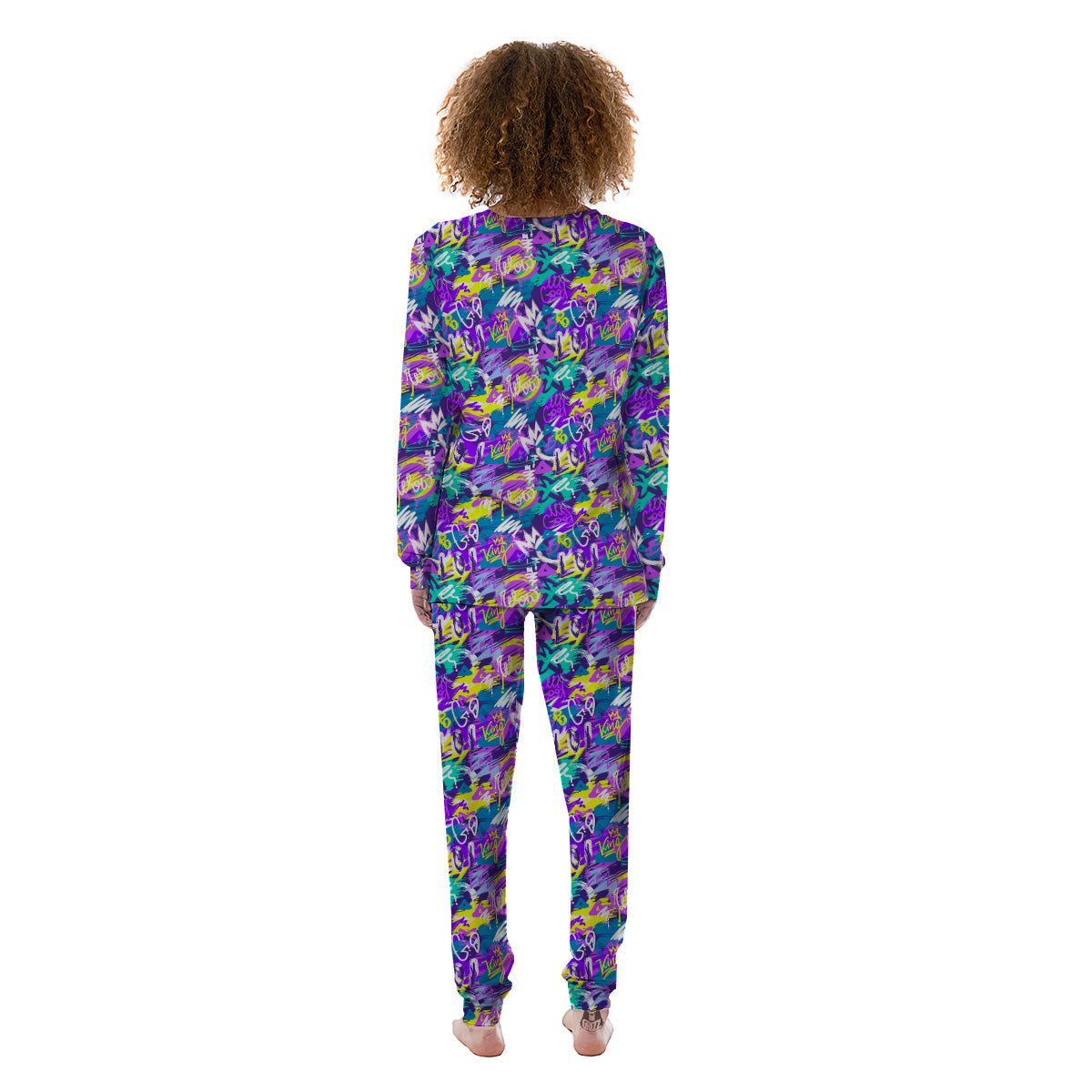 Abstract Purple Graffiti Print Pattern Women's Pajamas-grizzshop