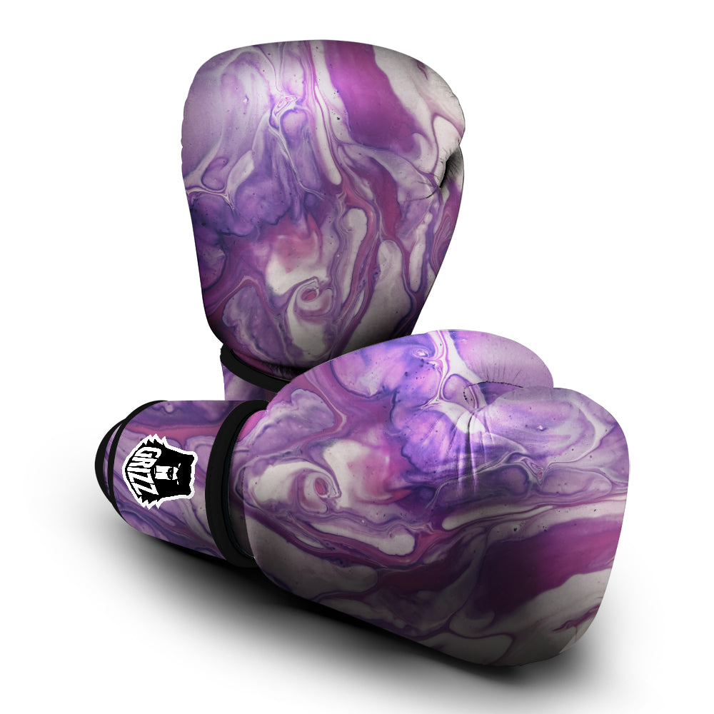 Abstract Purple Liquid Marble Print Boxing Gloves-grizzshop