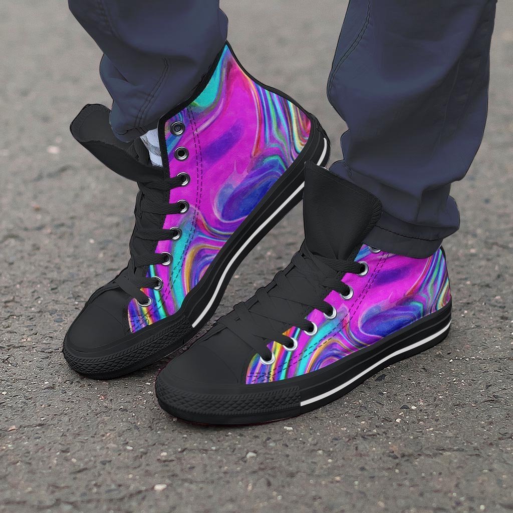 Abstract Purple Men's High Top Shoes-grizzshop