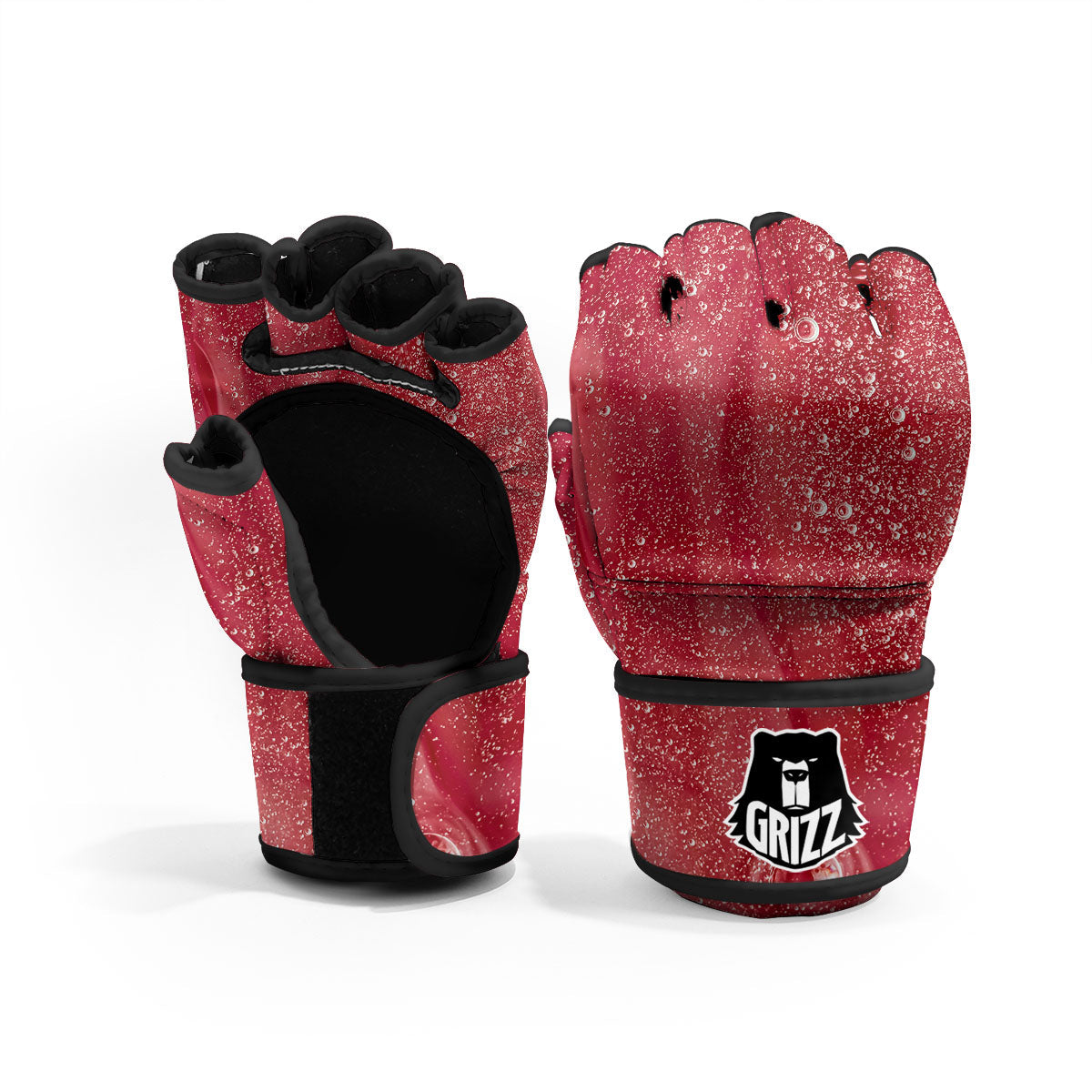 Abstract Red Liquid MMA Gloves-grizzshop