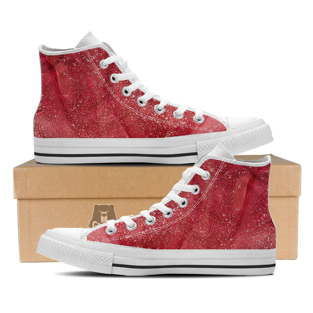Abstract Red Liquid White High Top Shoes-grizzshop