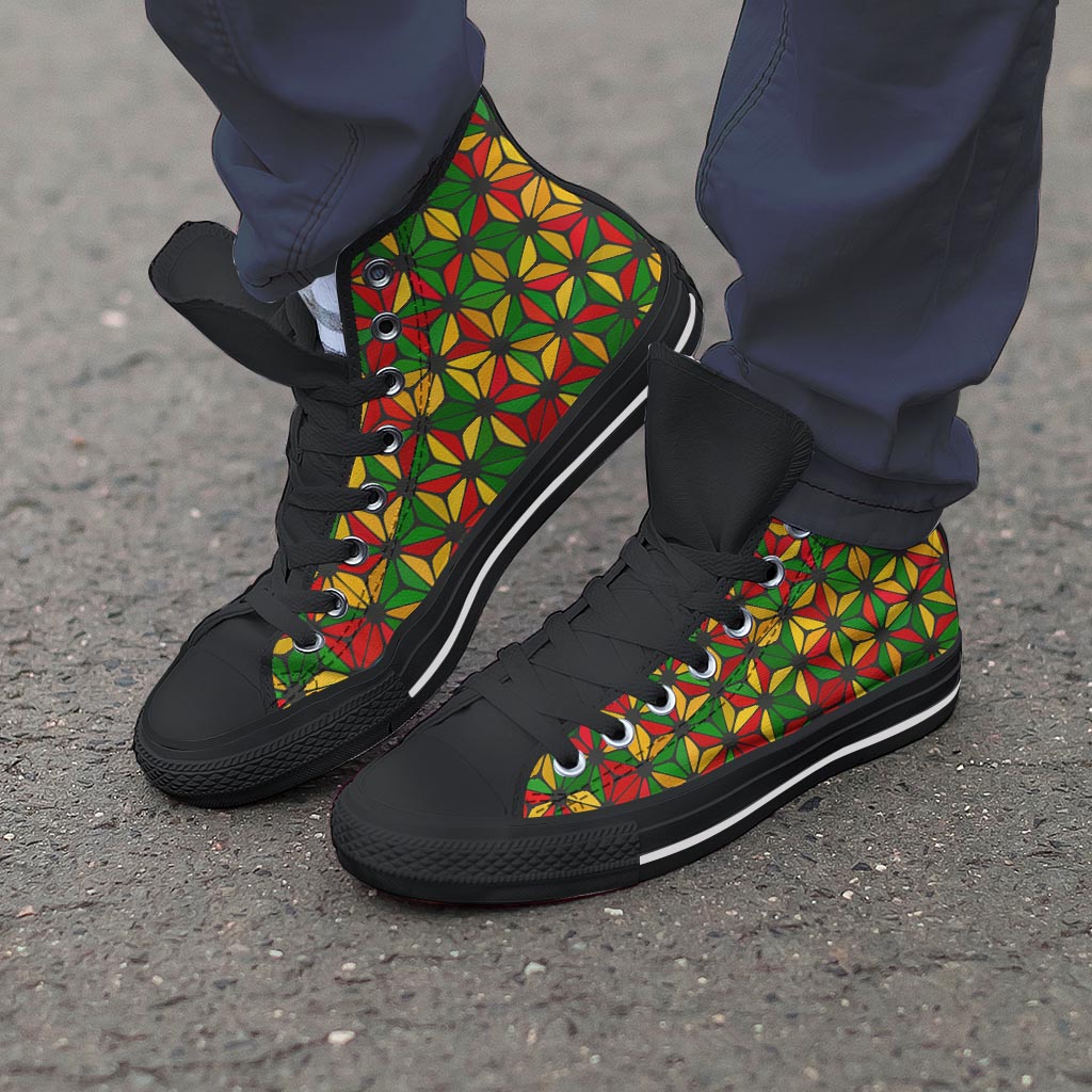 Abstract Reggae Rasta Men's High Top Shoes-grizzshop