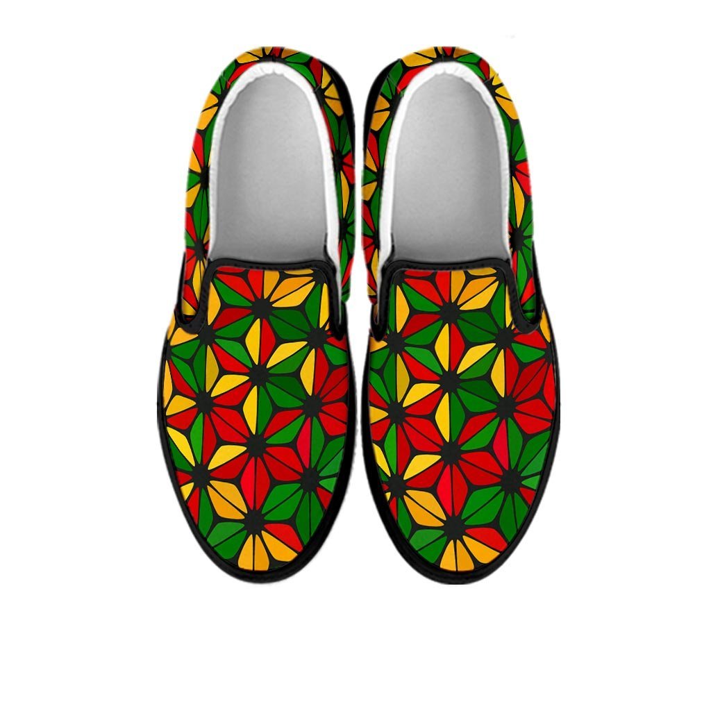 Abstract Reggae Rasta Men's Slip On Sneakers-grizzshop