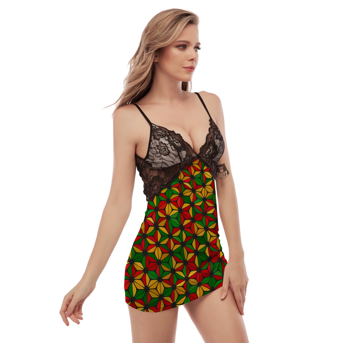 Abstract Reggae Rasta Women's Sexy Night Dress-grizzshop