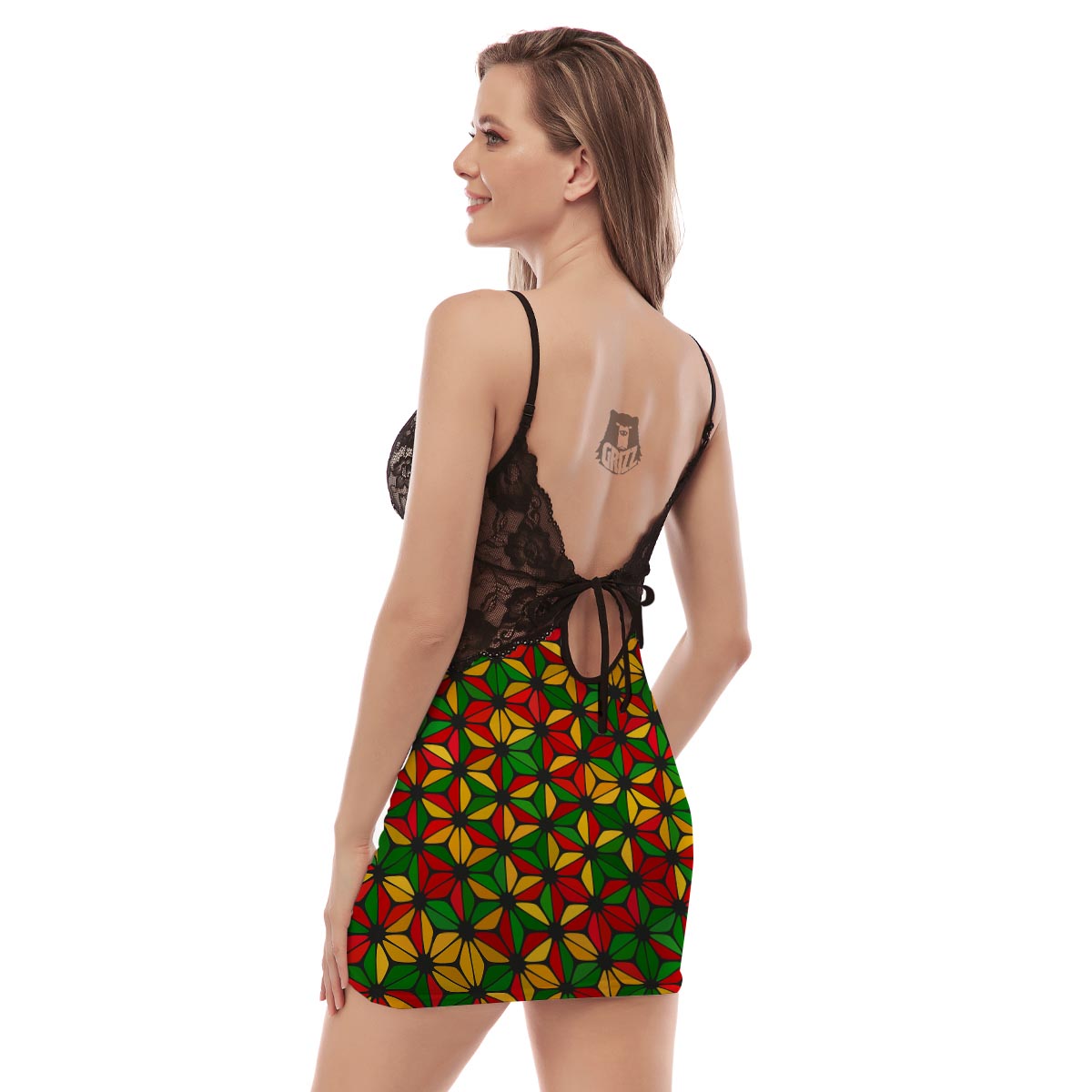 Abstract Reggae Rasta Women's Sexy Night Dress-grizzshop
