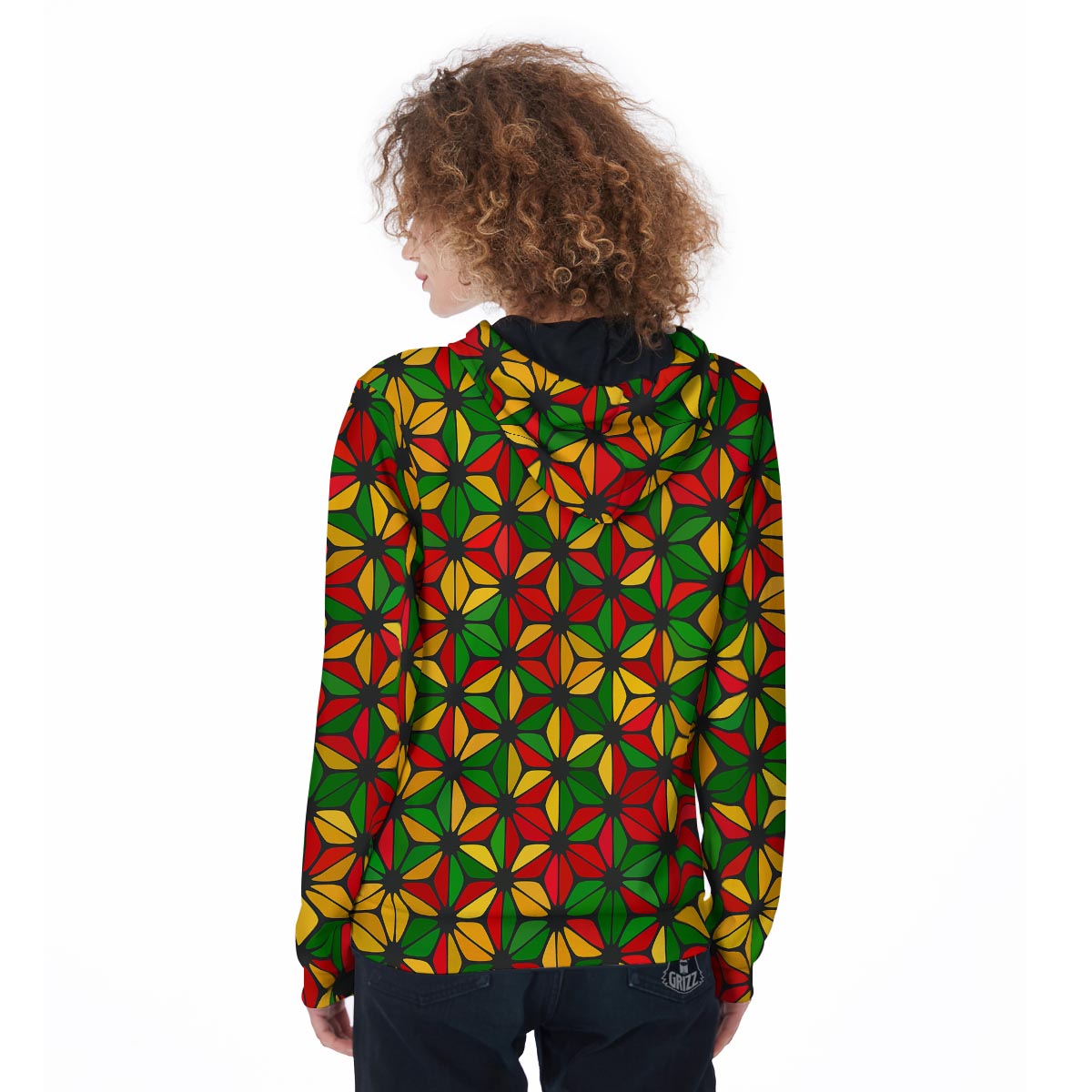 Abstract Reggae Rasta Women's Zip Up Hoodie-grizzshop