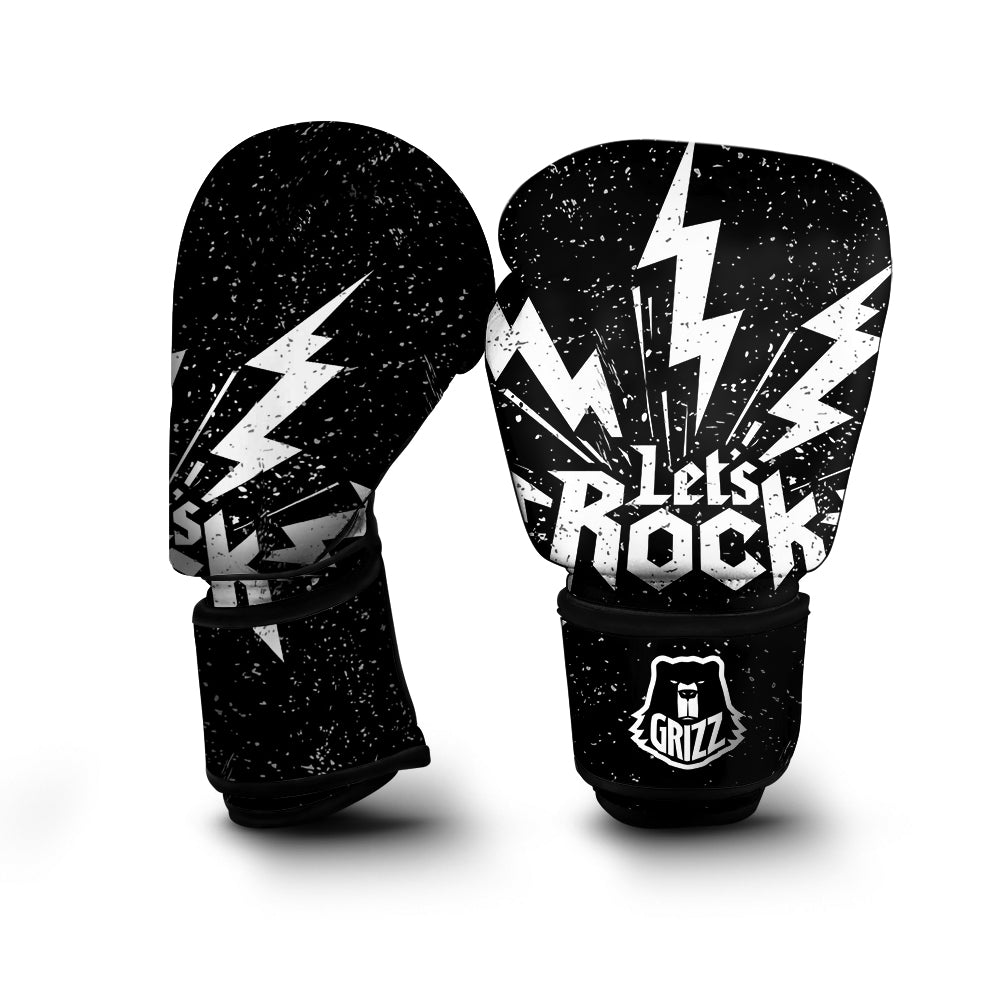 Abstract Rock Grunge Monochrome Print Boxing Gloves-grizzshop