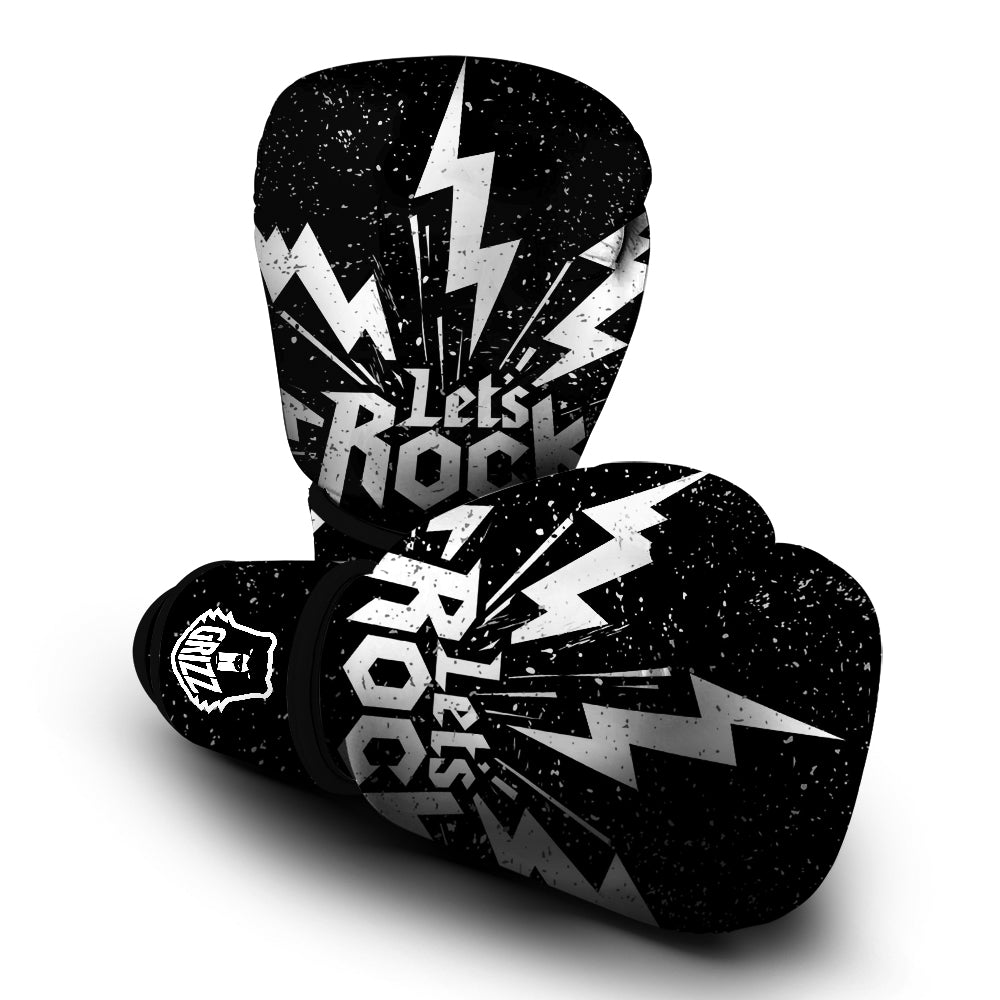 Abstract Rock Grunge Monochrome Print Boxing Gloves-grizzshop