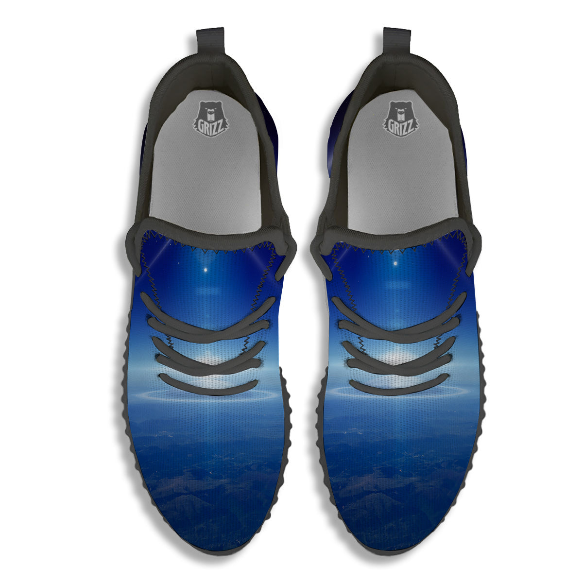 Abstract Sci Fi On Earth Print Black Walking Shoes-grizzshop