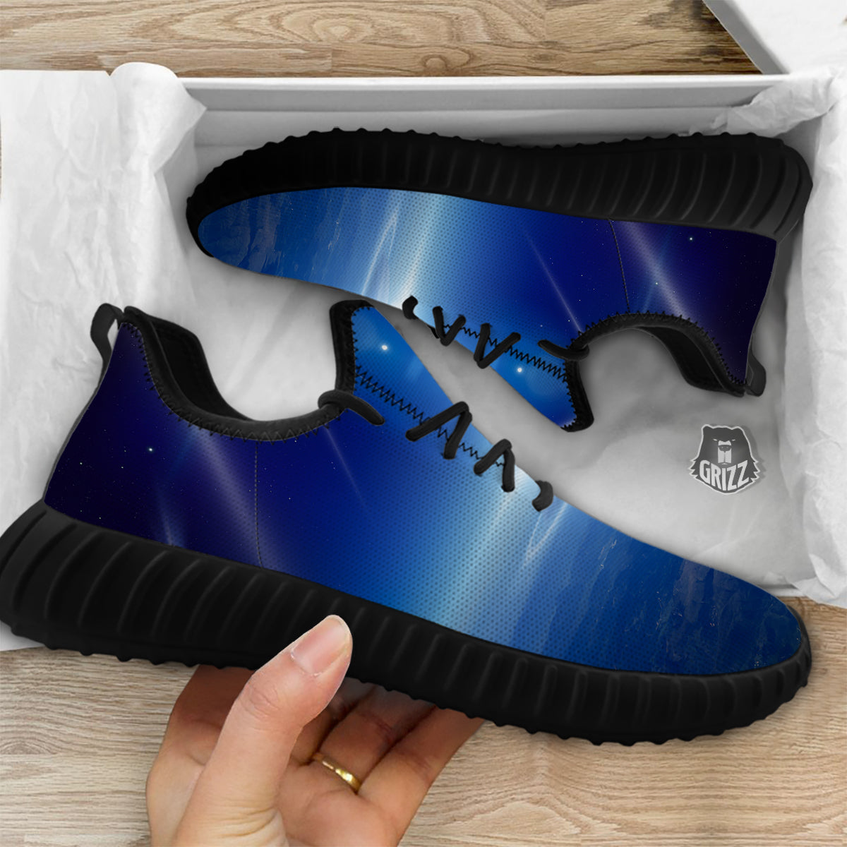 Abstract Sci Fi On Earth Print Black Walking Shoes-grizzshop